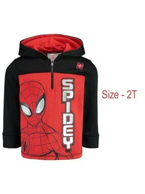 MARVEL Spider-Man Half Zip Hoodie Red Black Spidey Size 2T 29H87158P